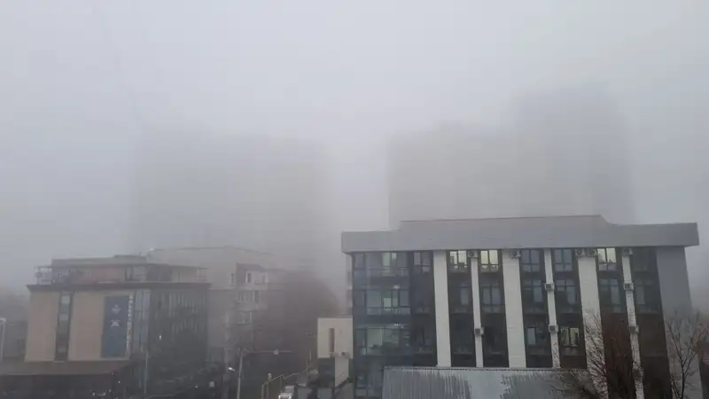 Густой туман накрыл Алматы