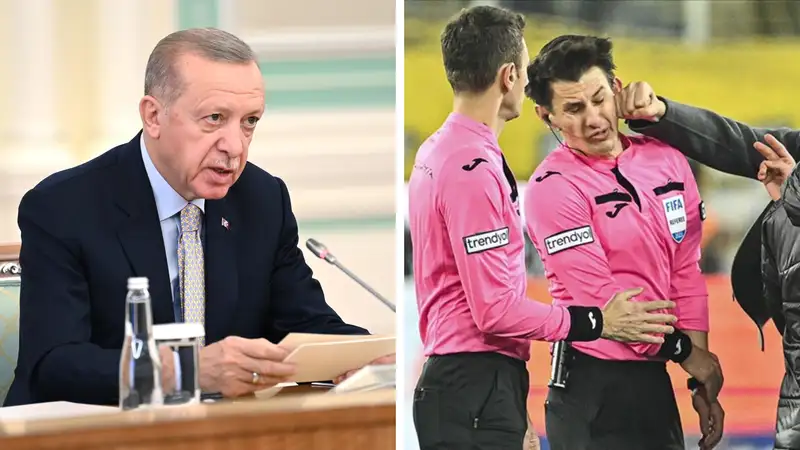 Эрдоган отреагировал на избиение арбитра FIFA, фото - Новости Zakon.kz от 12.12.2023 16:06