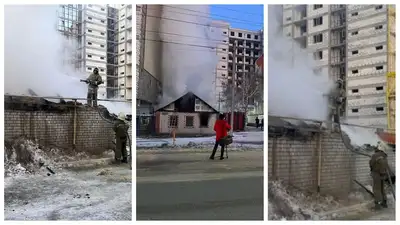 Пожар произошел рядом со строящимся ЖК в Уральске, фото - Новости Zakon.kz от 09.01.2023 12:51