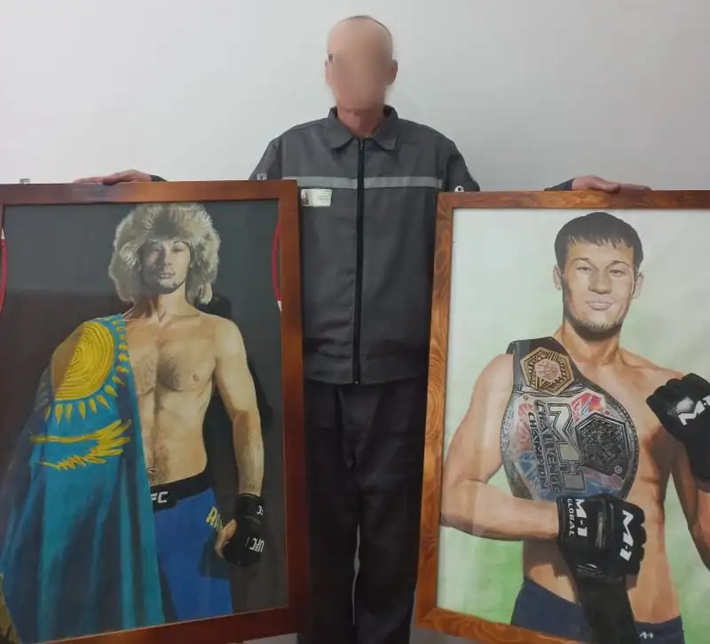 Осужденный казахстанец нарисовал портрет Шавката Рахмонова, фото - Новости Zakon.kz от 07.08.2023 16:58