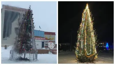 "Уставшую" елку заменили в ВКО, фото - Новости Zakon.kz от 23.12.2022 13:29