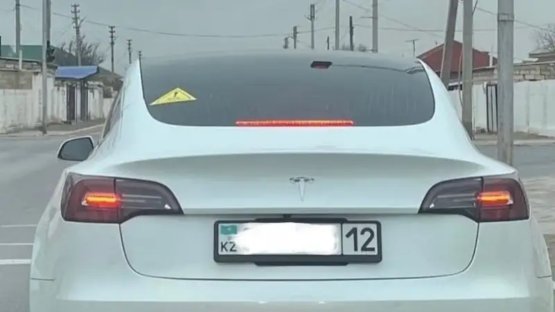 Tesla на газу: фото электромобиля со знаком "GAS" позабавило казахстанцев 