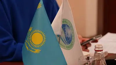 Флаги ШОС и Казахстана, Шанхайская организация сотрудничества , фото - Новости Zakon.kz от 01.07.2024 17:33