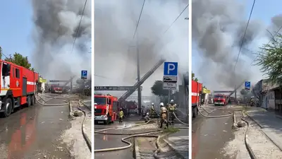 Пожар на рынке в Шымкенте