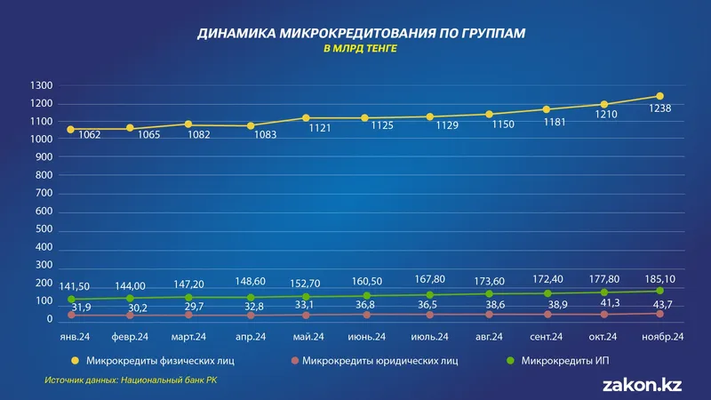 кредиты, динамика, физлица, ИП, юрлица, фото - Новости Zakon.kz от 20.12.2024 09:44