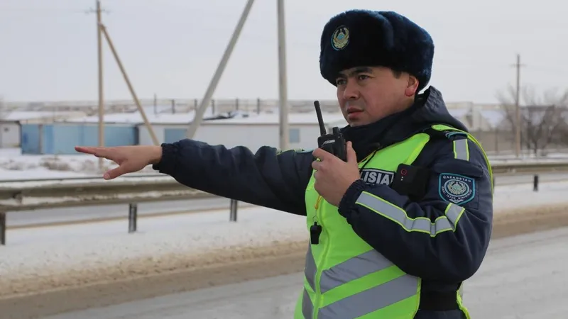 Полицейские Туркестанской области помогли водителю грузовика, слетевшего в кювет