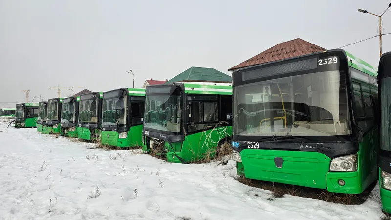 Списали и забыли: на окраине Алматы гниют около сотни городских автобусов